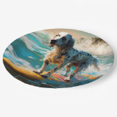 Engels setter strand surfen schilderij papieren bordje (Gekanteld)