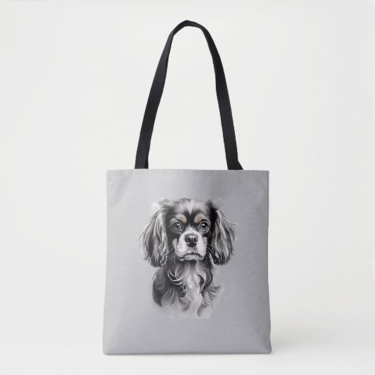 Engels Speelgoed Spaniel Zwart-wit Silhouet Draagtas (Voorkant)