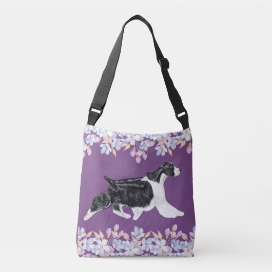 Engels Springer Spaniel Bag/Tas - Paars Crossbody Tas (Voorkant)