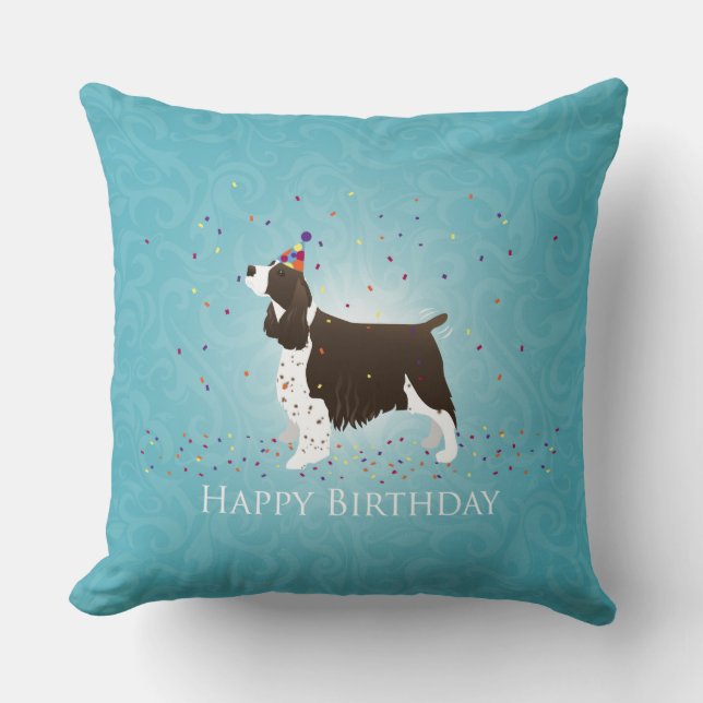Engels Springer Spaniel Birthday Design Kussen (Voorkant)