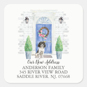 Engels Springer Spaniel Deur Nieuw adreslabel Vierkante Sticker