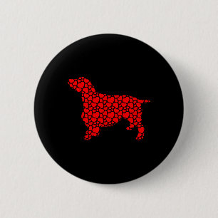 Engels Springer Spaniel Dog Cute Silhouette Heart Ronde Button 5,7 Cm