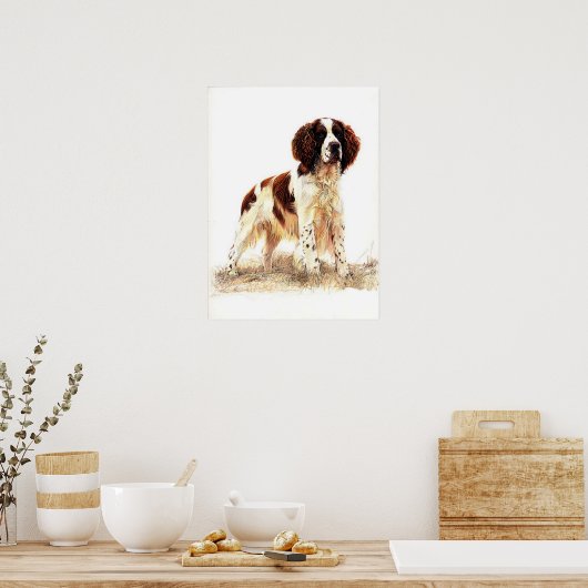 Engels Springer Spaniel Dog Portret Poster Afdrukk (Keuken)