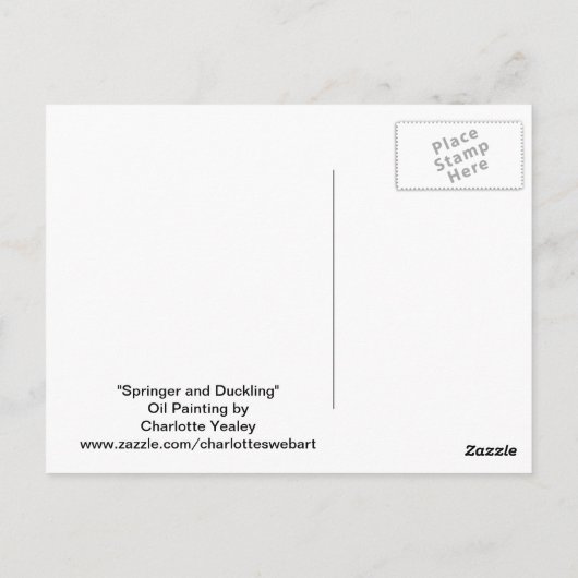 Engels Springer Spaniel en Ducking Art Briefkaart (Achterkant)