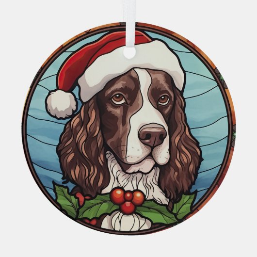 Engels Springer Spaniel Glas in lood Kerst Glas Ornament (Achterkant)