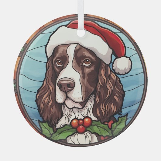 Engels Springer Spaniel Glas in lood Kerst Ornament (Voorkant)