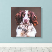 Engels Springer Spaniel Hondenolie schilderij Port Canvas Afdruk (Insitu (Houten vloer))