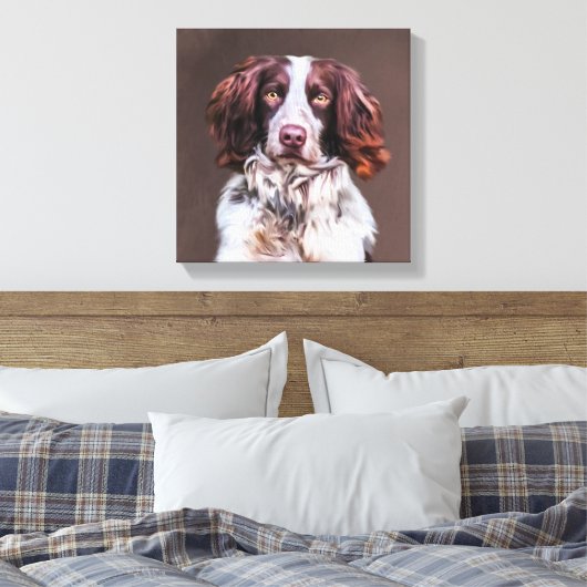 Engels Springer Spaniel Hondenolie schilderij Port Canvas Afdruk (Insitu (Slaapkamer))