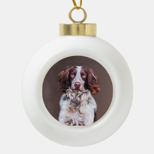 Engels Springer Spaniel Hondenolie schilderij Port Keramische Bal Ornament (Voorkant)