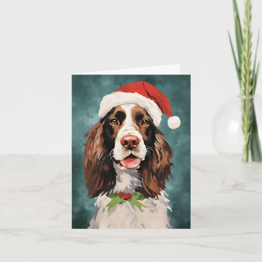 Engels Springer Spaniel Kerstborstel schilderen Kaart (Voorkant)