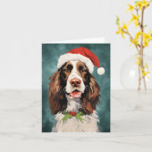 Engels Springer Spaniel Kerstborstel schilderen Kaart (Gele Bloem)