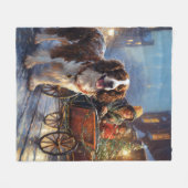 Engels Springer Spaniel Kerstfeest Seizoen Fleece Deken (Voorkant (Horizontaal))