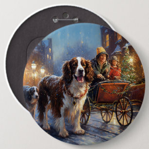 Engels Springer Spaniel Kerstfeest Seizoen Ronde Button 6,0 Cm