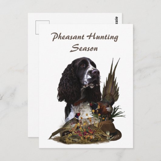 Engels Springer Spaniel met fazant Briefkaart (Voorkant / Achterkant)