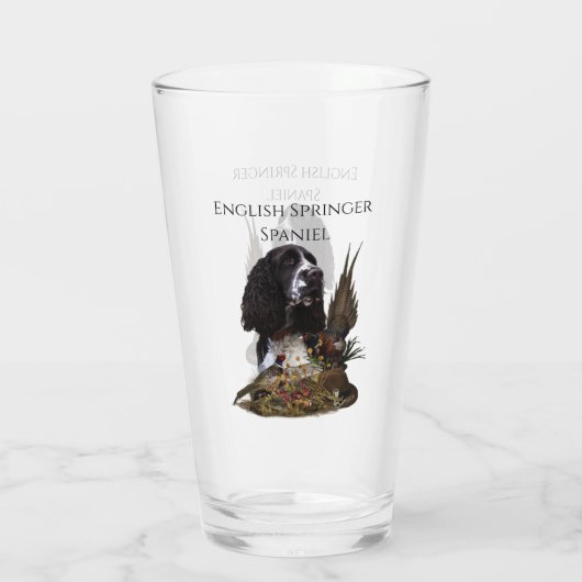 Engels Springer Spaniel met fazant Glas (Achterkant)