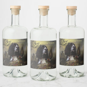 Engels Springer Spaniel met fazant Likeurfles Etiket
