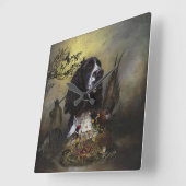 Engels Springer Spaniel met fazant Vierkante Klok (Hoek)