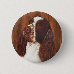 Engels Springer Spaniel Ronde Button 5,7 Cm