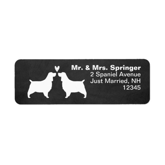 Engels Springer Spaniel Silhouettes met hart Etiket (Voorkant)
