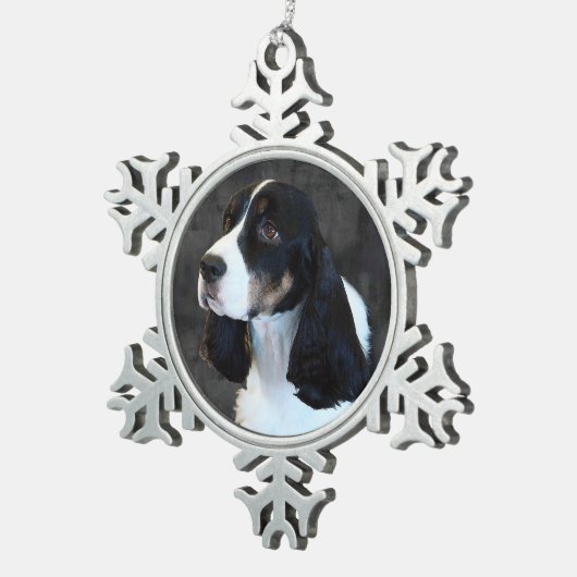 Engels Springer Spaniel Tin Sneeuwvlok Ornament (Rechts)