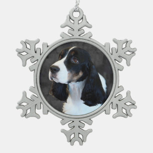 Engels Springer Spaniel Tin Sneeuwvlok Ornament