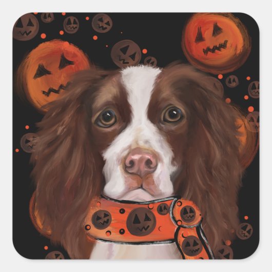 Engels Springer Spaniel Vierkante Sticker (Voorkant)