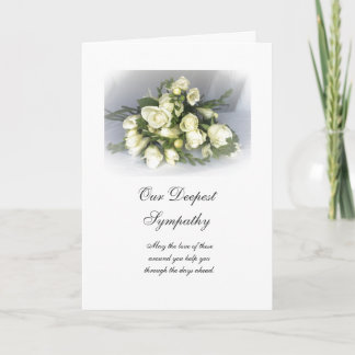Engels: Sympathy white freesia's & rozen Kaart