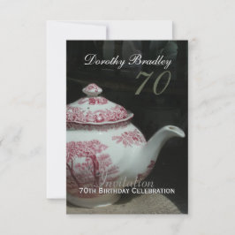  Engels Teapot 70th Birthday Invitation Kaart
