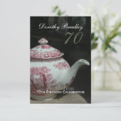 Engels Teapot 70th Birthday Invitation Kaart (Staand voorkant)