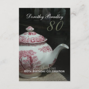  Engels Teapot 80th Birthday Invitation Kaart