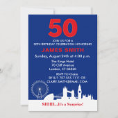 Engels thema 50ste verjaardagsfeest kaart (Voorkant)