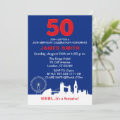 Engels thema 50ste verjaardagsfeest kaart (Staand voorkant)