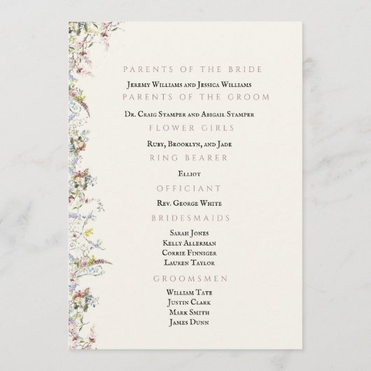 Engels Tuin Party Trouwprogramma Programma (Achterkant)