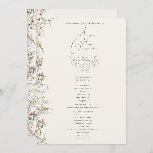 Engels Tuin Party Trouwprogramma Programma (Voorkant / Achterkant)