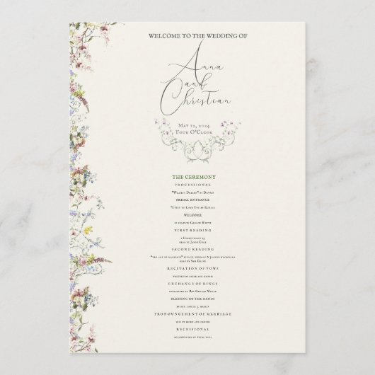 Engels Tuin Party Trouwprogramma Programma (Voorkant)