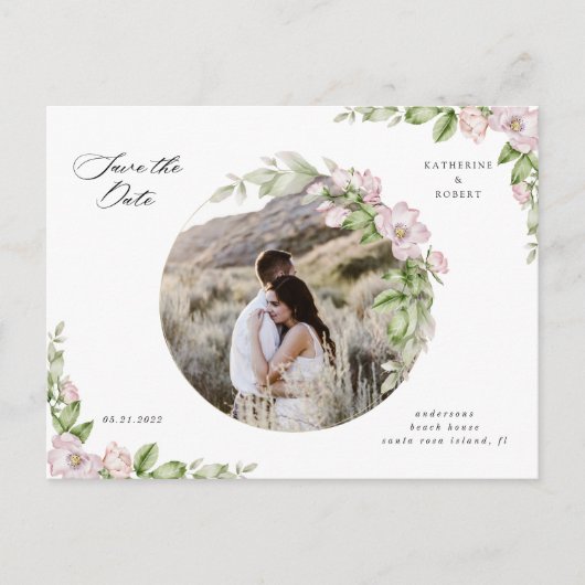 Engels tuingoud floral save the date briefkaart (Voorkant)