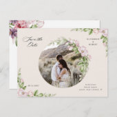 Engels tuingoud floral save the date briefkaart (Voorkant / Achterkant)