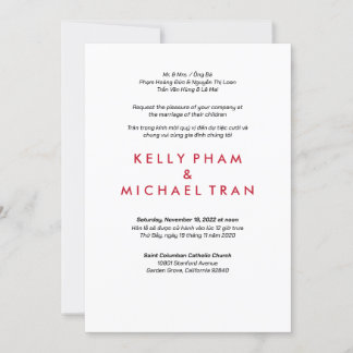 Engels Vietnamees Uitnodiging Modern Ontwerp