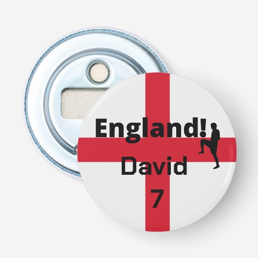 Engels Voetbal Speler aanpasbaar Button Flesopener (Voorkant)