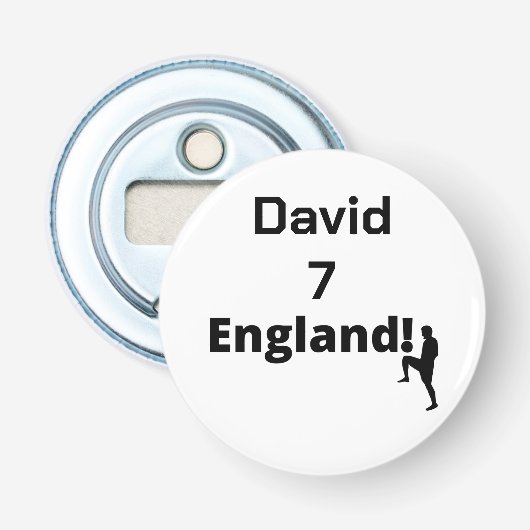 Engels Voetbal Speler aanpasbaar Button Flesopener (Voorkant)