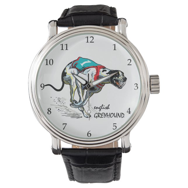 engels windhond horloge (Voorkant)