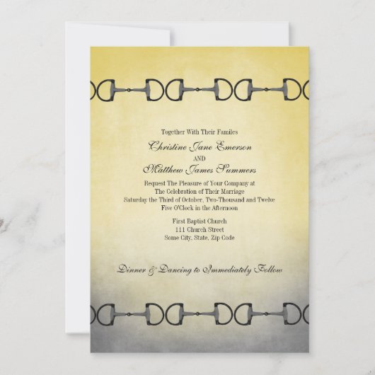 Engelse Bit Equestrian Wedding Invitations Kaart (Voorkant)