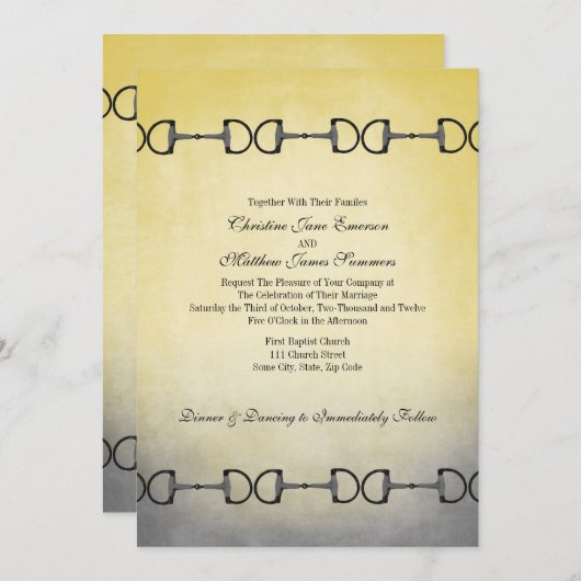  Engelse Bit Equestrian Wedding Invitations Kaart (Voorkant / Achterkant)