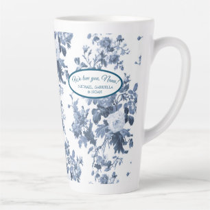 Engelse bloementuin blauw n wit nana oma latte mok