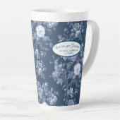 Engelse bloementuin Navy Blue n White Oma Latte Mok (Rechterhoek)