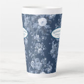 Engelse bloementuin Navy Blue n White Oma Latte Mok (Voorkant)