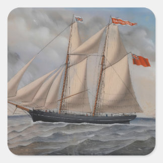 Engelse brig 'Perseverance of Fowey Vierkante Sticker