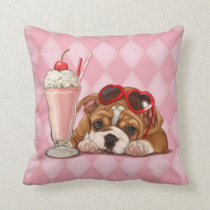 Engelse buldog en milkshake kussen