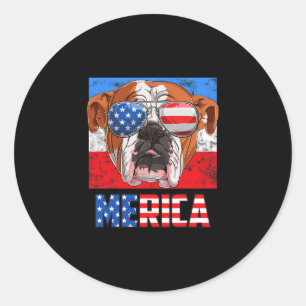 Engelse buldog hond 4 juli Amerikaanse vlag meri Ronde Sticker