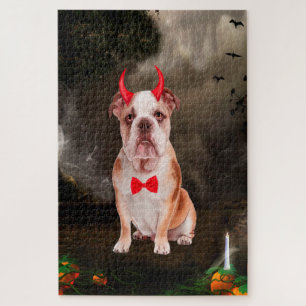 Engelse buldog in Halloween kostuum Legpuzzel